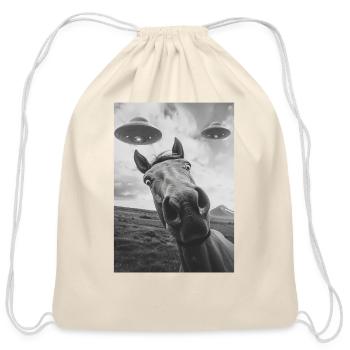 Horse - Cotton Drawstring Bag - natural - Front
