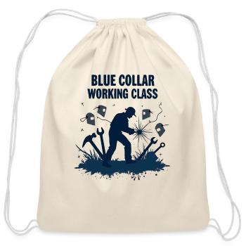 Blue Collar Working Class Welding Pride Tee - Cotton Drawstring Bag - natural - Front