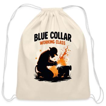 Blue Collar Welding – Working Class Grit Tee - Cotton Drawstring Bag - natural - Front