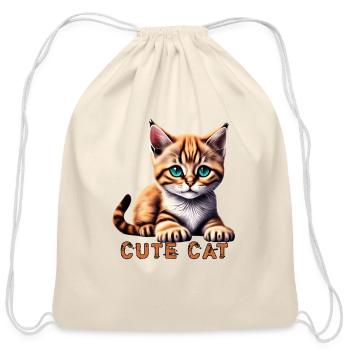 Cat orange - Cotton Drawstring Bag - natural - Front