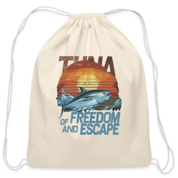 Ocean Depths and Tuna - Cotton Drawstring Bag - natural - Front