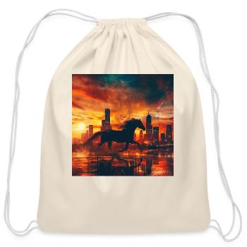 Horse - Cotton Drawstring Bag - natural - Front