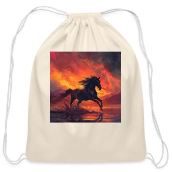Horse - Cotton Drawstring Bag - natural - Front