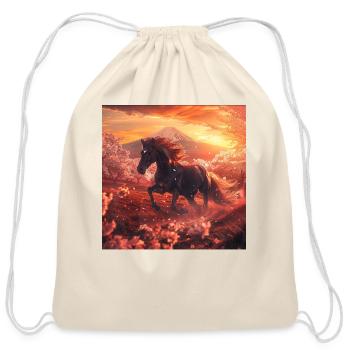 Horse - Cotton Drawstring Bag - natural - Front
