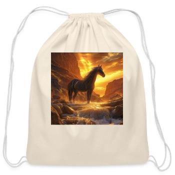 Horse - Cotton Drawstring Bag - natural - Front