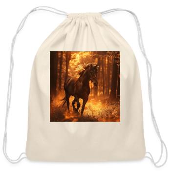Horse - Cotton Drawstring Bag - natural - Front