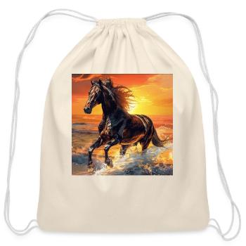 Horse - Cotton Drawstring Bag - natural - Front