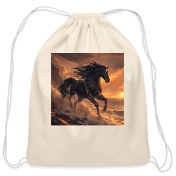 Horse - Cotton Drawstring Bag - natural - Front