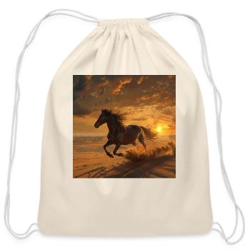 Horse - Cotton Drawstring Bag - natural - Front