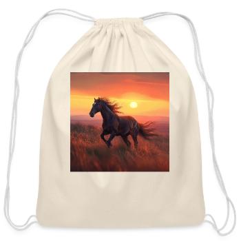 Horse - Cotton Drawstring Bag - natural - Front