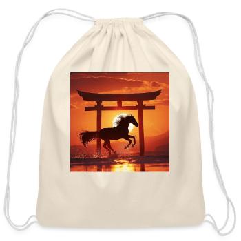 Horse - Cotton Drawstring Bag - natural - Front