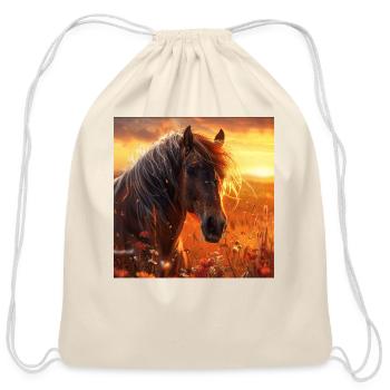 Horse - Cotton Drawstring Bag - natural - Front