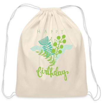 Custom Evergreen Design for Birthdays - Cotton Drawstring Bag - natural - Front