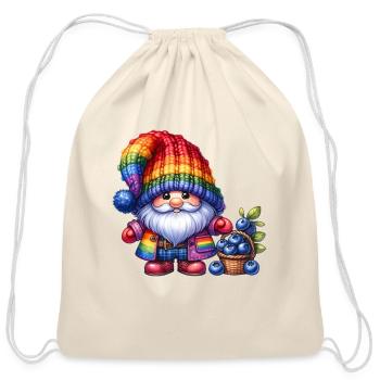 Cute Gnome Picking Blackberries in a Forest Scene - Cotton Drawstring Bag - natural - Front