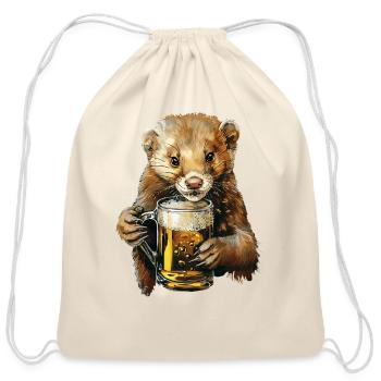 Weasel Beer - Cotton Drawstring Bag - natural - Front