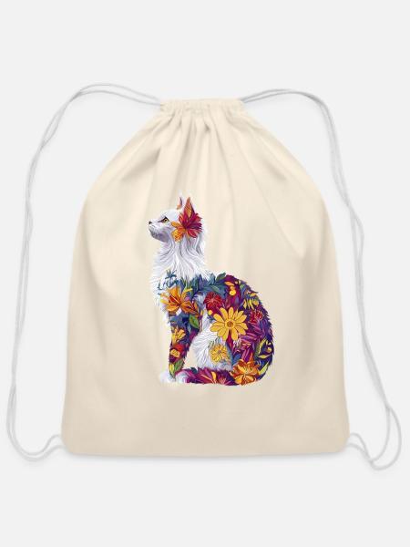 Turkish Angora - Cotton Drawstring Bag - natural