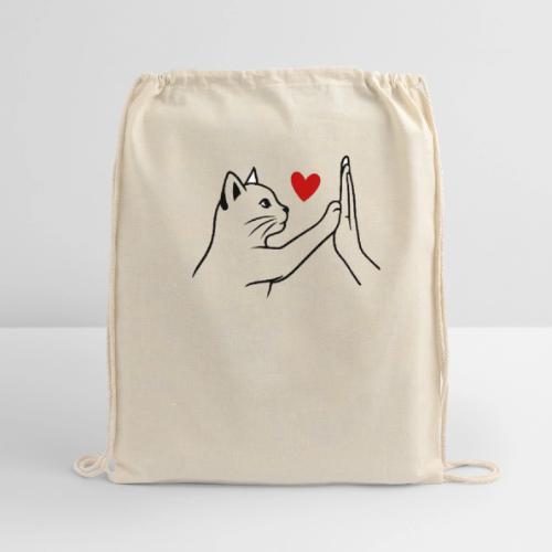 Cat Lover High-Five T-Shirt - Cotton Drawstring Bag