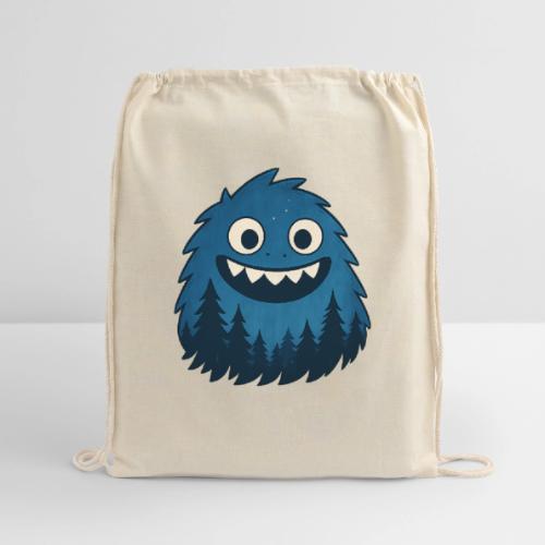 Whimsical Blue Forest Monster – Cute Cartoon Night - Cotton Drawstring Bag