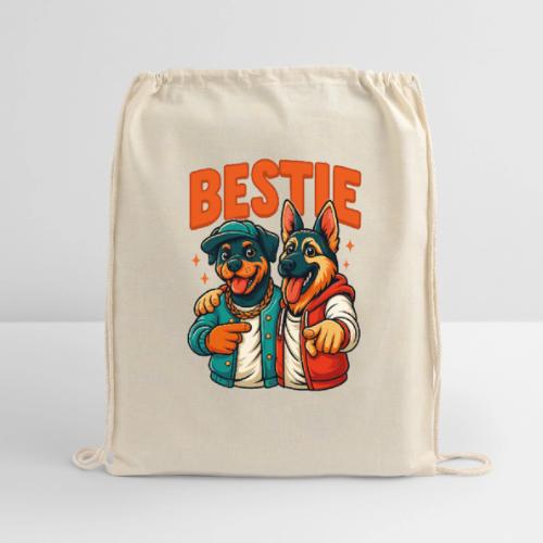 Hip Hop Dog Besties Shirt for Friends & Pet Lovers - Cotton Drawstring Bag