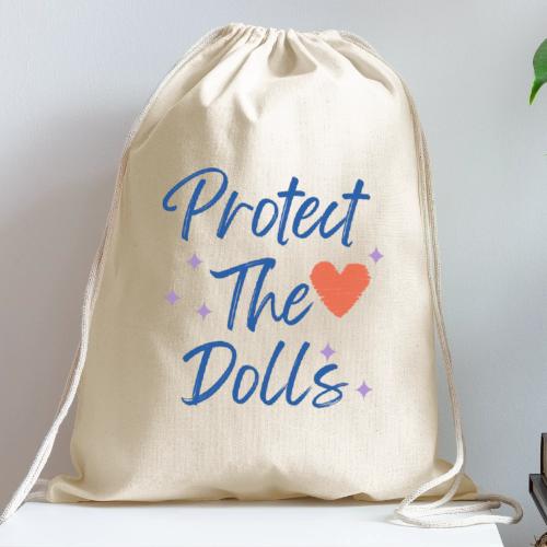 Protect The Dolls | Heart & Stars Typography - Cotton Drawstring Bag