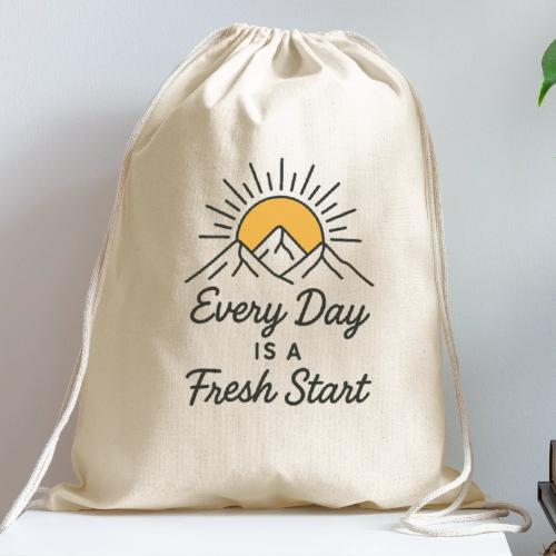 Inspirational Mountain Sunrise Motif - Cotton Drawstring Bag