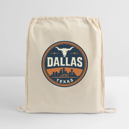 Vintage Dallas Texas Western Skyline Retro Cowboy - Cotton Drawstring Bag