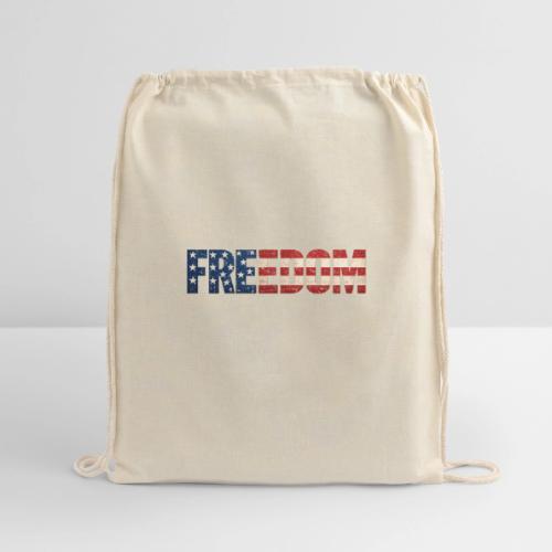Freedom American Flag Distressed Patriotic Shirt - Cotton Drawstring Bag