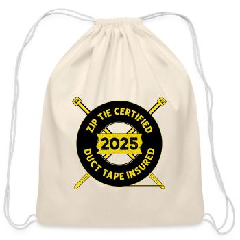Zip Tie Certified, Duct Tape Insured Trade Emblem - Cotton Drawstring Bag - natural - Front