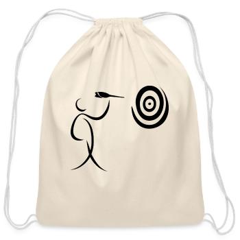 Minimalist darts Darts player with darts and - Cotton Drawstring Bag - natural - Front