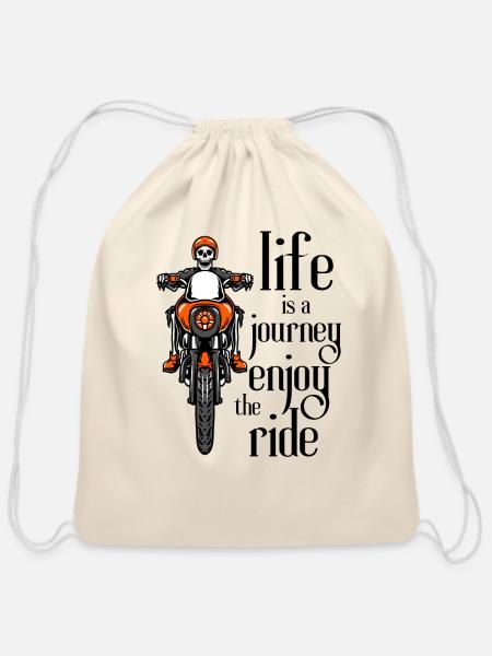 life is a journey enjoy the ride - Cotton Drawstring Bag - natural