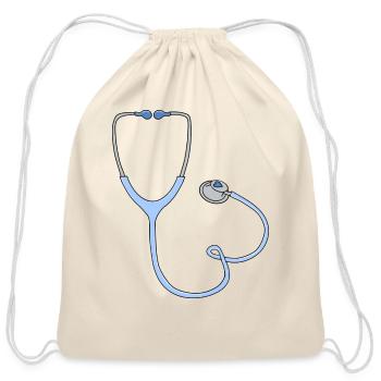 DESIGNBlue heart stethoscope - Cotton Drawstring Bag - natural - Front