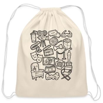Cinema Doodles Movies Screen Popcorn - Cotton Drawstring Bag - natural - Front