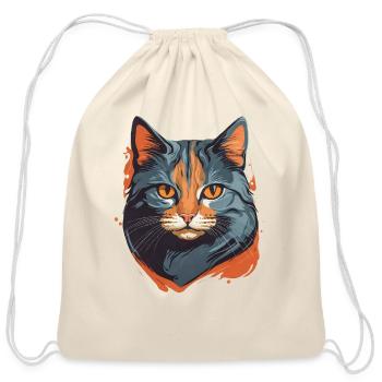 Cat face 2 - Cotton Drawstring Bag - natural - Front