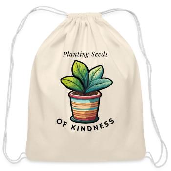 Planting Seeds of Kindness - Cotton Drawstring Bag - natural - Front