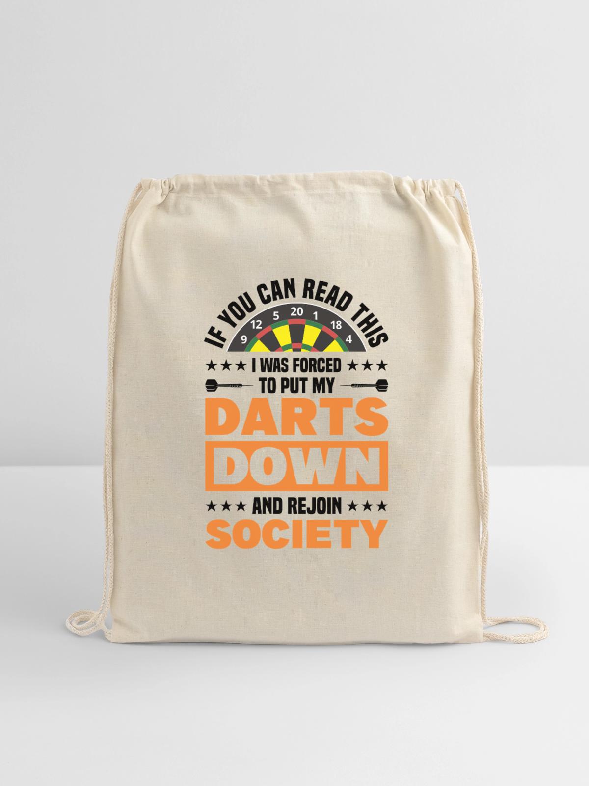 Darts Dart Player - Cotton Drawstring Bag - natural - Front