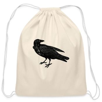 Crow raven distressed - Cotton Drawstring Bag - natural - Front