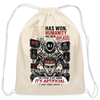 AI Humanity Replaced - Cotton Drawstring Bag - natural - Front