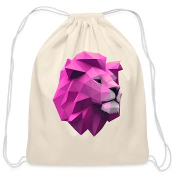 Lion pink Low Poly Art - Cotton Drawstring Bag - natural - Front