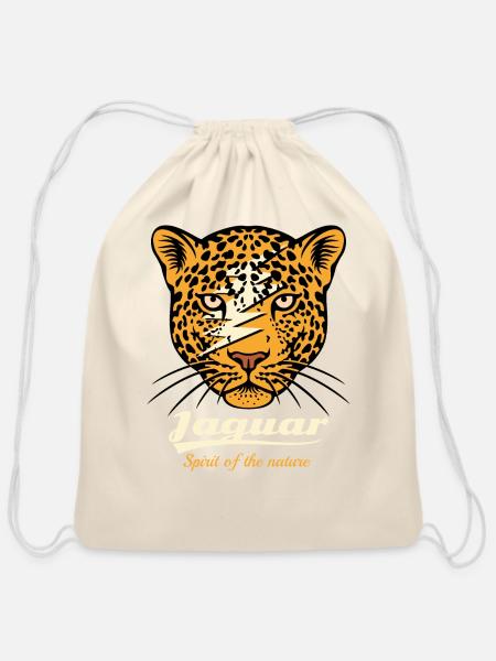 Jaguar head. - Cotton Drawstring Bag - natural