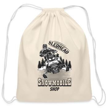 Sled Head Snowmobile Shop - Cotton Drawstring Bag - natural - Front