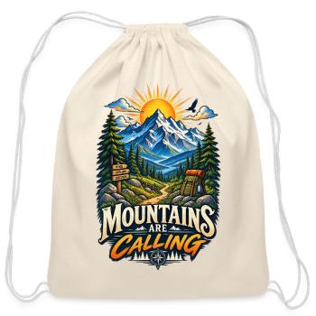Mountains Are Calling Adventure Tee - Cotton Drawstring Bag - natural - Front