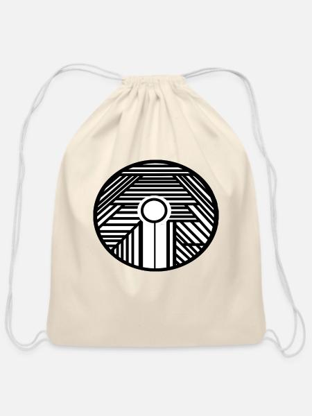 Circle, Geometrical Figures - Cotton Drawstring Bag - natural