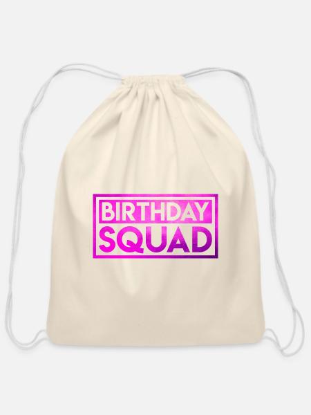 Birthday Squad - Cotton Drawstring Bag - natural