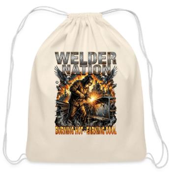 Welder Nation Burning Hot Earning Cool Blue Collar - Cotton Drawstring Bag - natural - Front