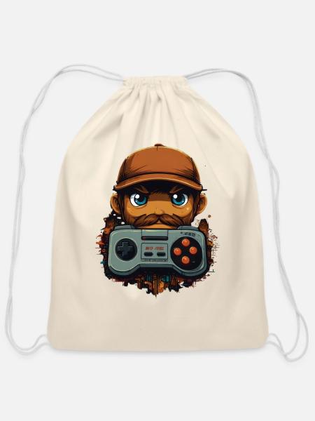 gaming boy - Cotton Drawstring Bag - natural