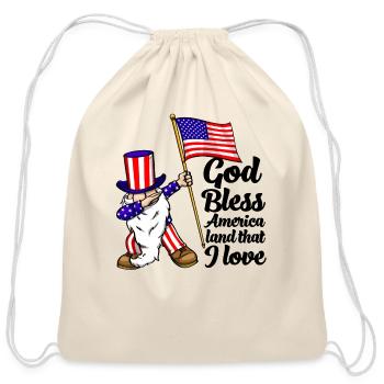 God Bless America Land That I Love - Cotton Drawstring Bag - natural - Front