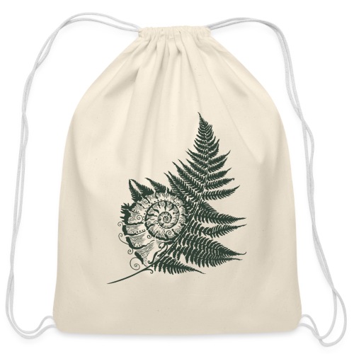Fern Snail Shell Leaf Autumn - Cotton Drawstring Bag