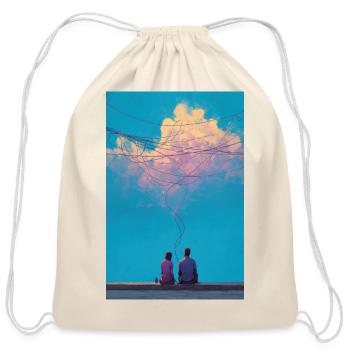 Cloud Wires Together - Cotton Drawstring Bag - natural - Front