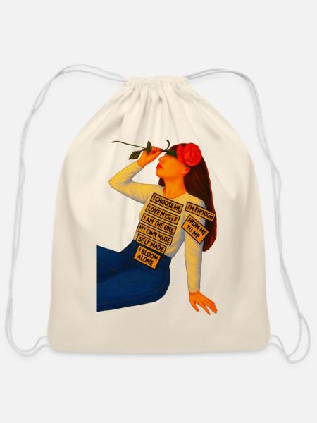 Self Made Bloom Anthem - Cotton Drawstring Bag - natural