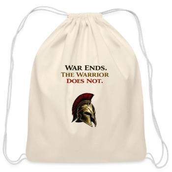War Ends The Warrior Does Not - Spartan Helmet - Cotton Drawstring Bag - natural - Front